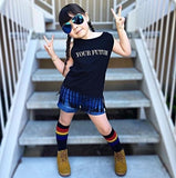 Pride Brave 14" Jr Tube Socks Black w Rainbow