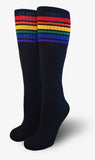 Pride Brave 14" Jr Tube Socks Black w Rainbow