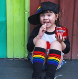 Pride Brave 14" Jr Tube Socks Black w Rainbow