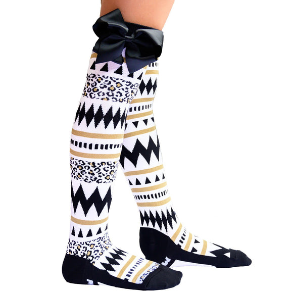MADMIA Tribal w Black Bows (aged 6-Adult) Knee High Socks